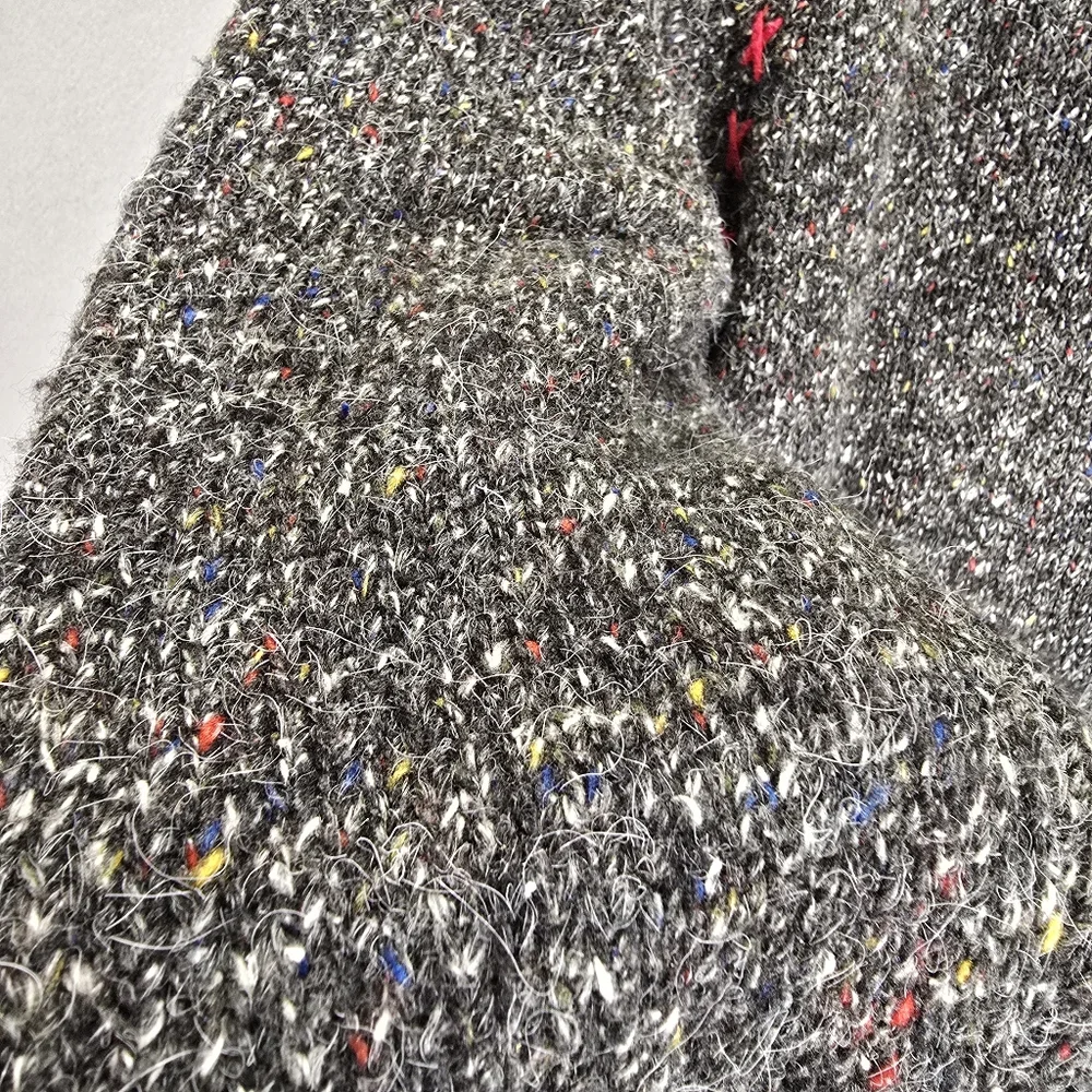 Northern Isles Sweater Women XL Gray Bulk Tweed Wool Blend Patch - Picture 9 of 13